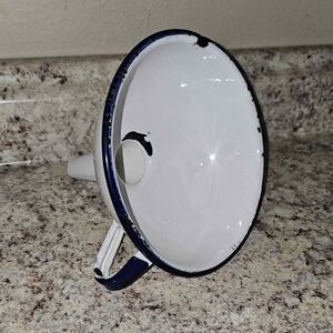 Vintage White and Blue Enamel Funnel